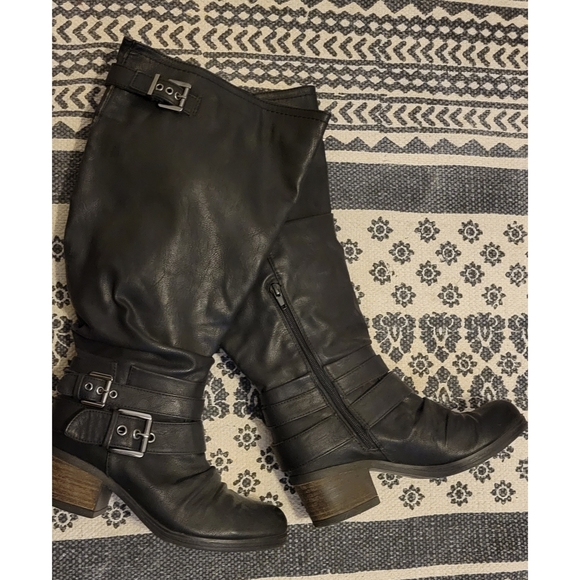 Carlos By Carlos Santana Women's Claudia Wide Calf Motorcycle Boot, Black, 7 M U - Picture 10 of 11